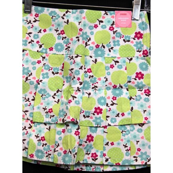 2007 Gymboree Candy Apple 10 Slim Skorts Pleated Double Layer Green Flower Adjus - Picture 2 of 6